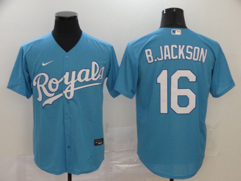 Men Kansas City Royals #16 B.Jackson Light Blue Nike Game MLB Jerseys